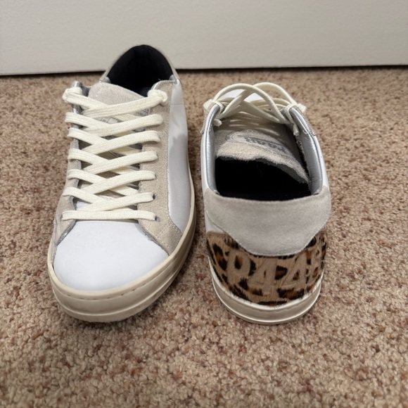 P448 White and Leopard Print Sneakers - Picture 8 of 9
